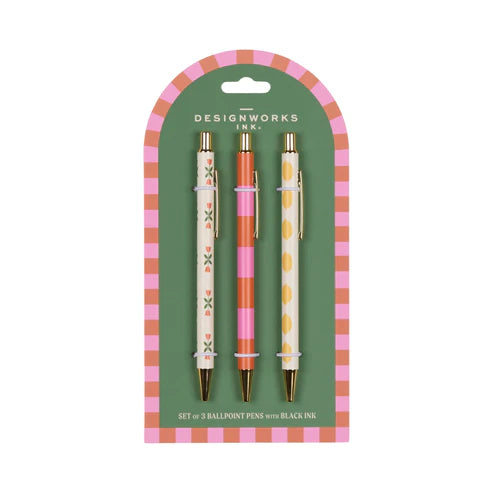 Set di 3 Penne | A Dopo | Flower Stripe Lemon