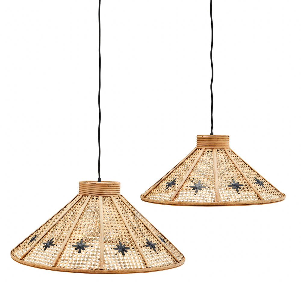 Coppia di Lampadari in rattan Black Star