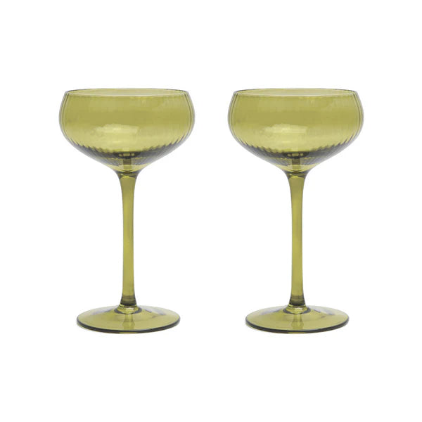 The Lou Coupe Glass | Set of 2 Olive