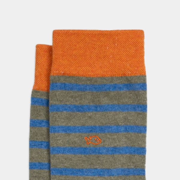 Calzini a righe larghe | Kaki, a righe blu