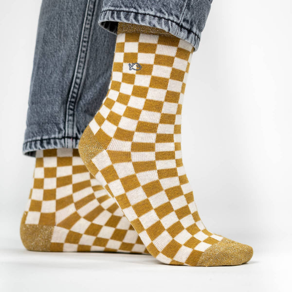 Calzini a quadri | Giallo e bianco