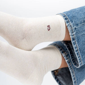 Calzini uniti con glitter | Ecru