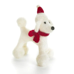 Decoro Natale | Barboncino con sciarpa e cappello