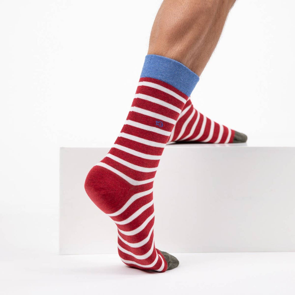 Calzini a righe larghe | Rosso, a righe bianche