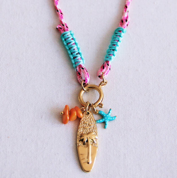 Collana da surf con ciondoli |Rosa e Menta
