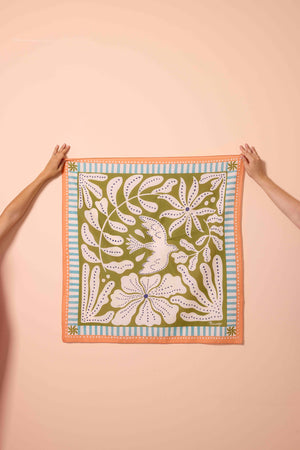 Foulard in cotone | Uccelli Verde