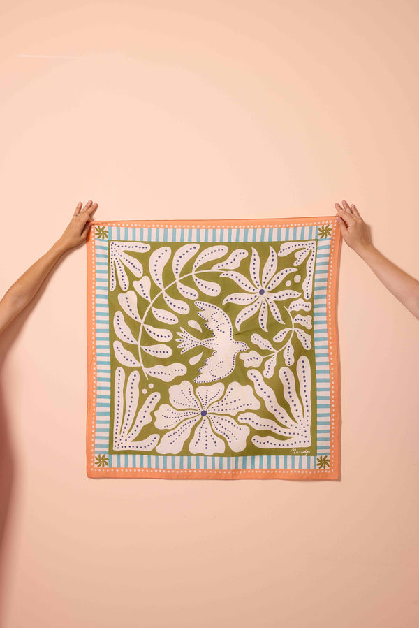 Foulard in cotone | Uccelli Verde