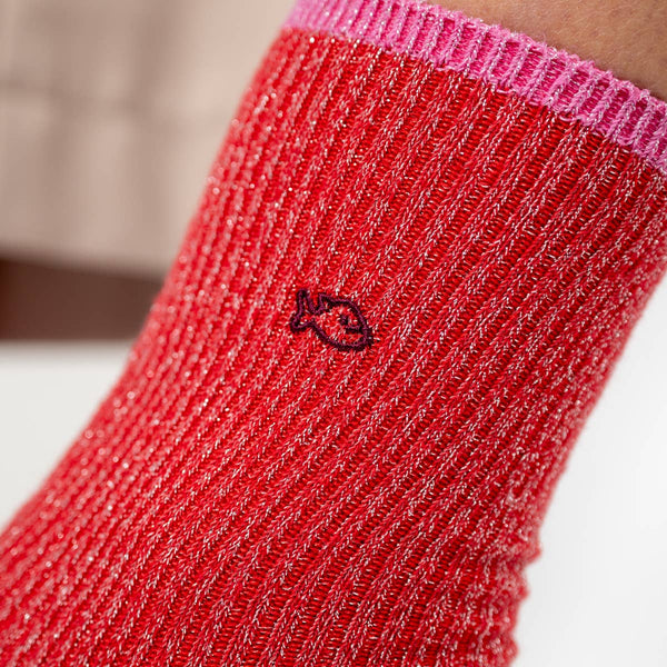 Calzini vintage glitterati | Rosso