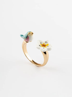 Anello  face to face | Uccellino e fiore