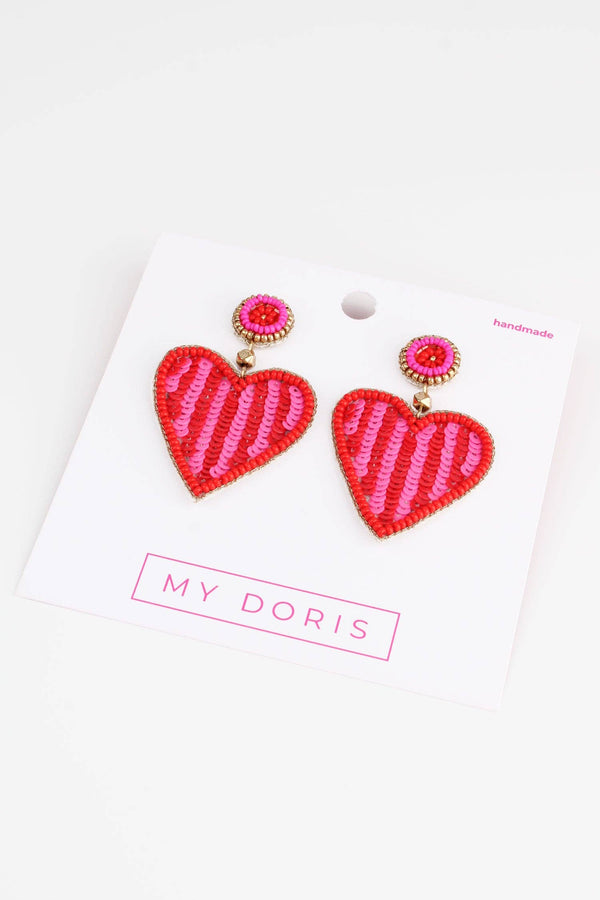 Orecchini | Cuore Perline Rosse