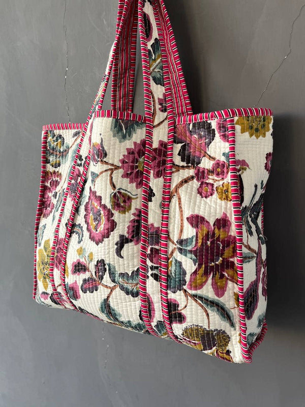 Borsa Trapuntata  | Fiori Viola