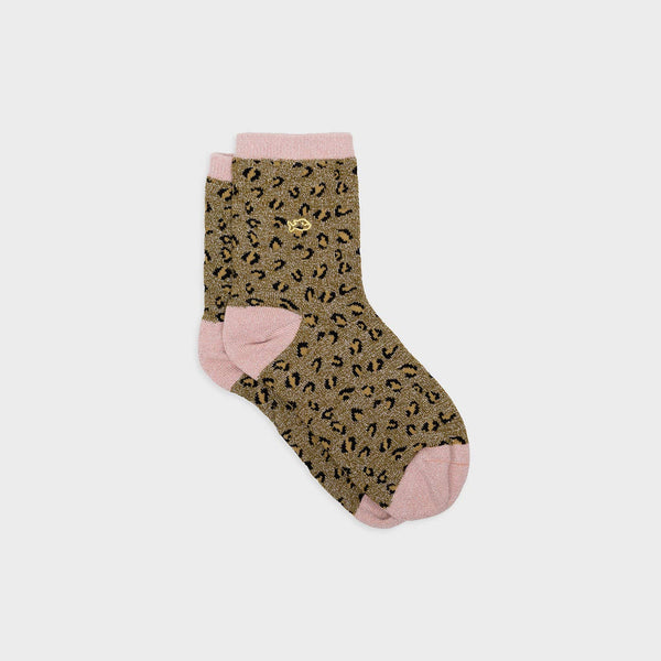 Calzini leopardati con paillettes | Verde oliva