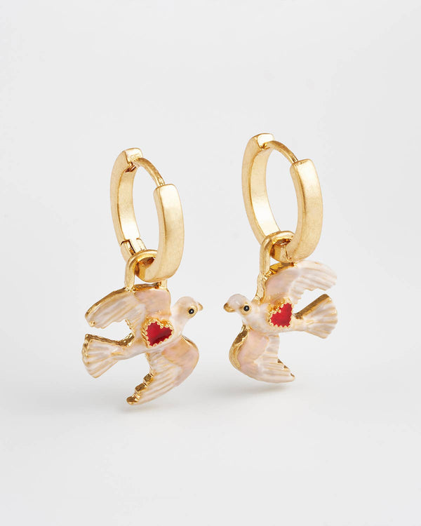 Orecchini | Colomba con cuore rosso