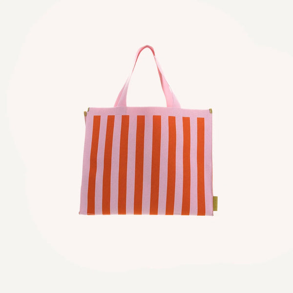 Shopper | knitted stripes + pochette monocolor