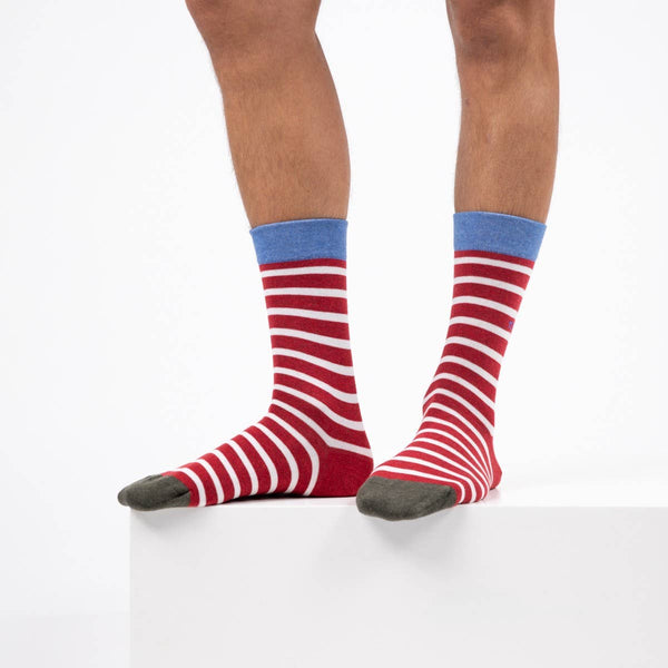 Calzini a righe larghe | Rosso, a righe bianche