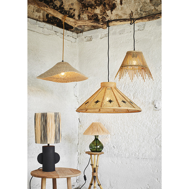 Coppia di Lampadari in rattan Black Star