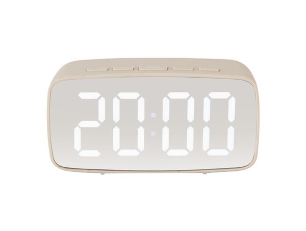 Alarm Clock Mirror LED Oval | Warm Grey
