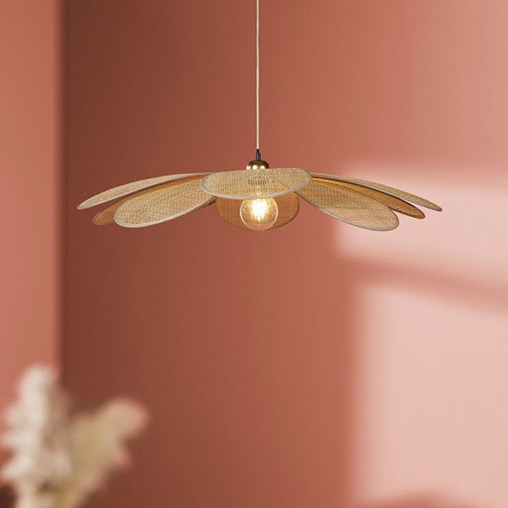 Flower | Lampada da soffitto in rattan marrone