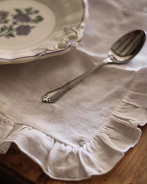 Coppia Tovaglietta in Lino con Ruches | Due Coperti