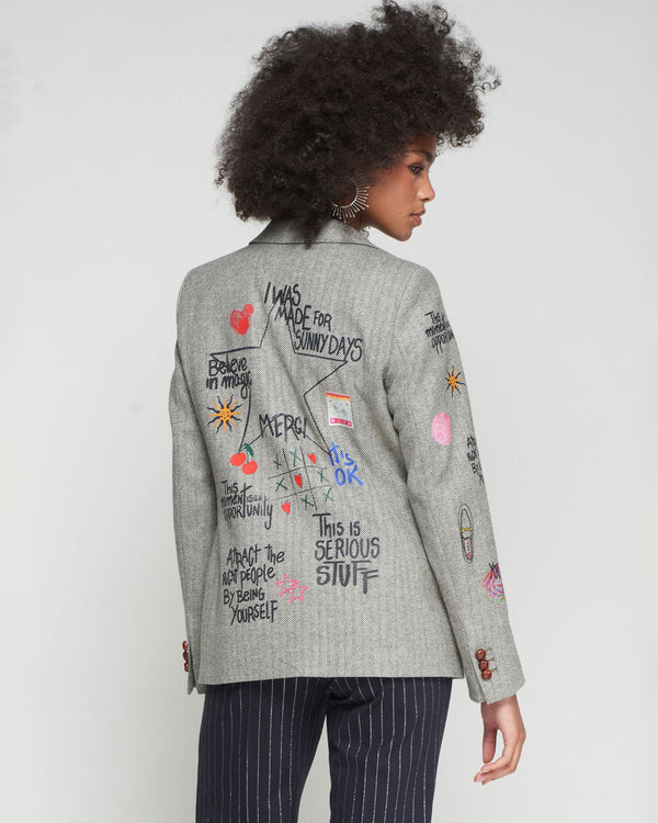 Blazer Grigio con Graffiti