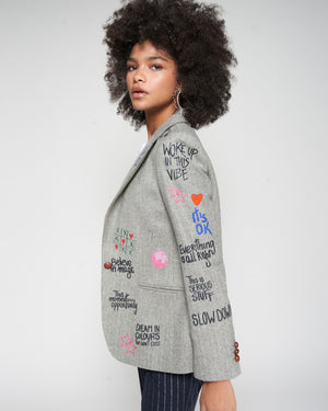 Blazer Grigio con Graffiti