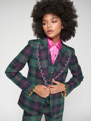Blazer Scozzese con profili Rosa