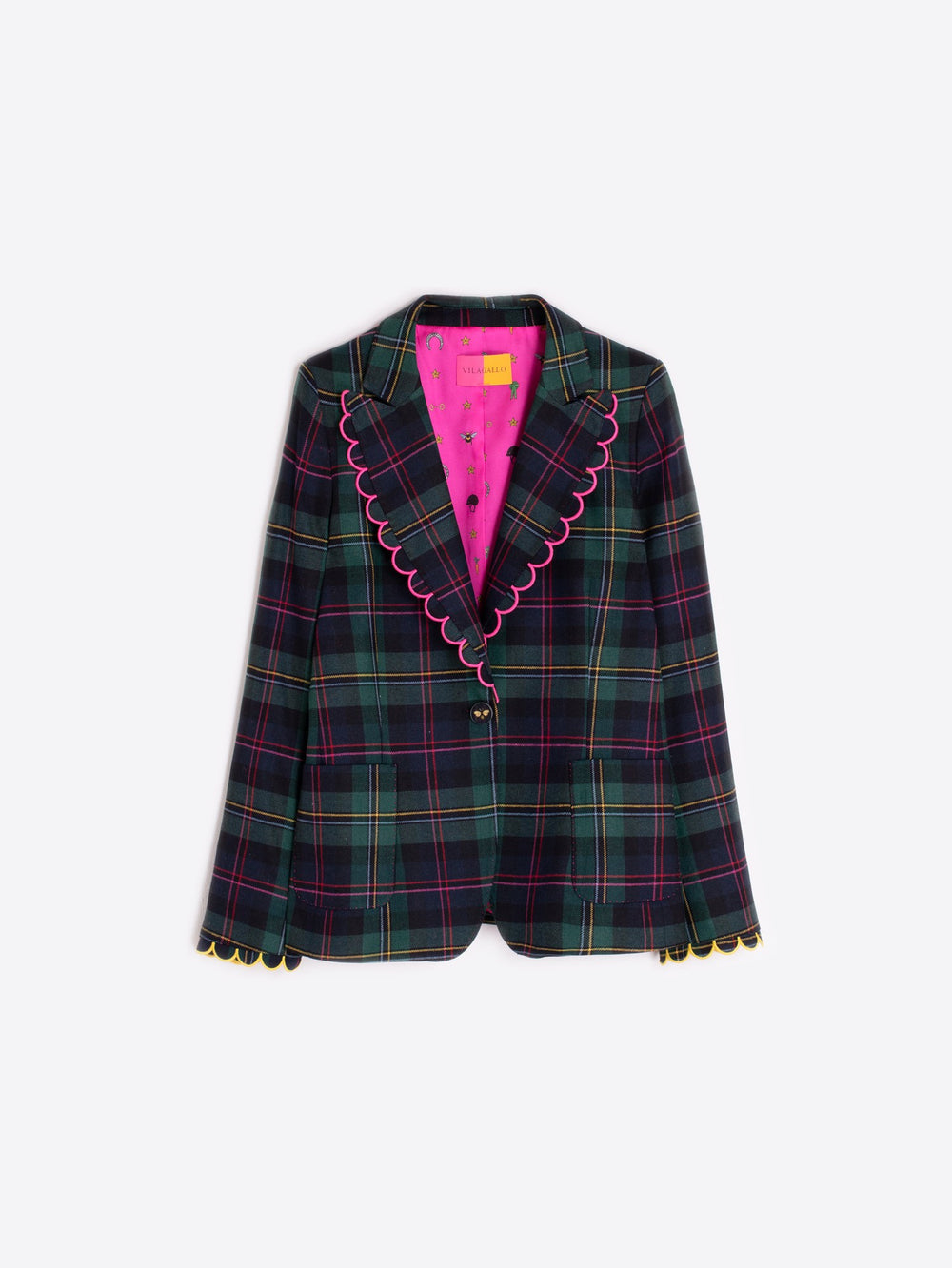 Blazer Scozzese con profili Rosa
