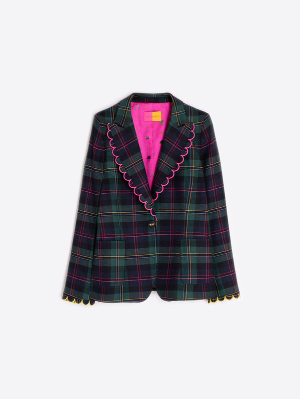 Blazer Scozzese con profili Rosa