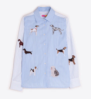 Camicia in Cotone a Righe con Cani