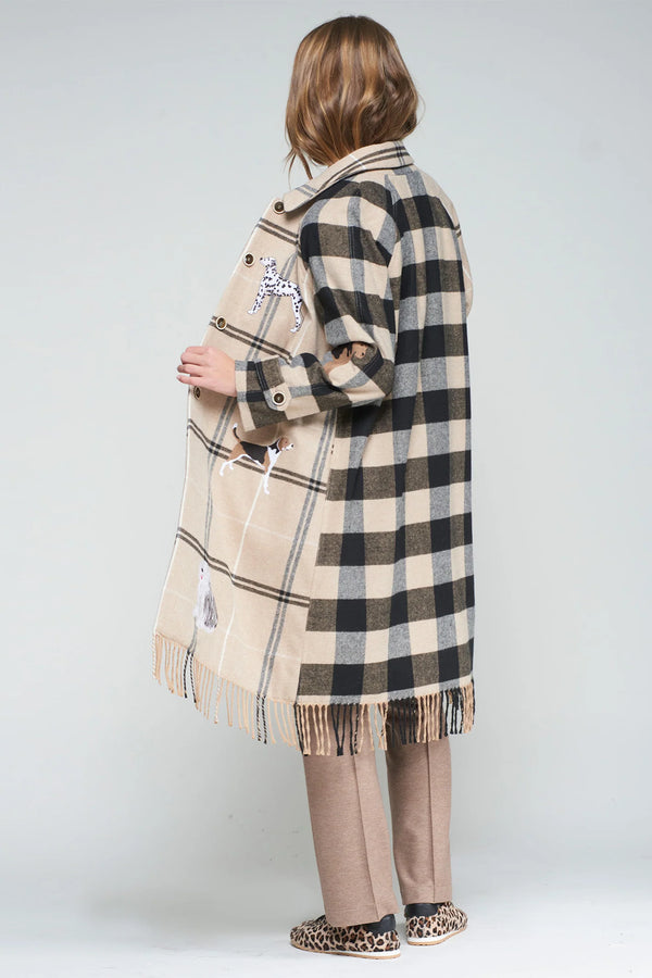 Cappotto a Quadri con Frange