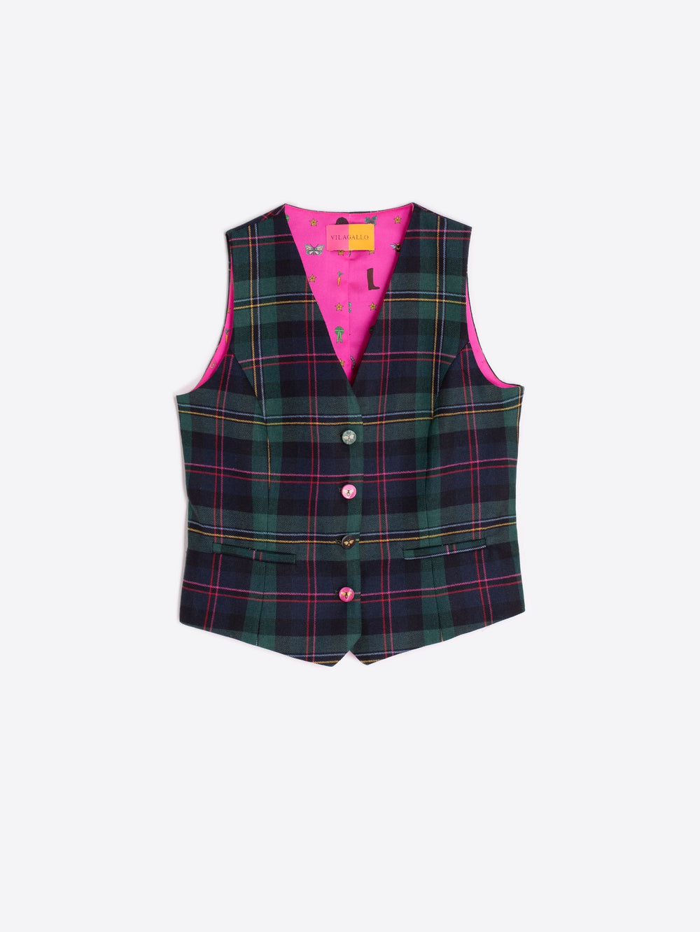 Gilet Scozzese con profili Rosa