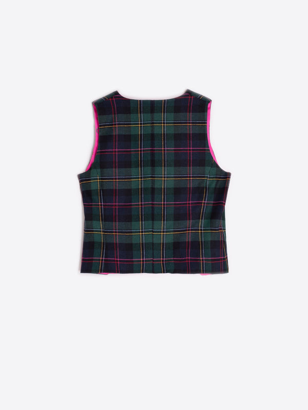 Gilet Scozzese con profili Rosa