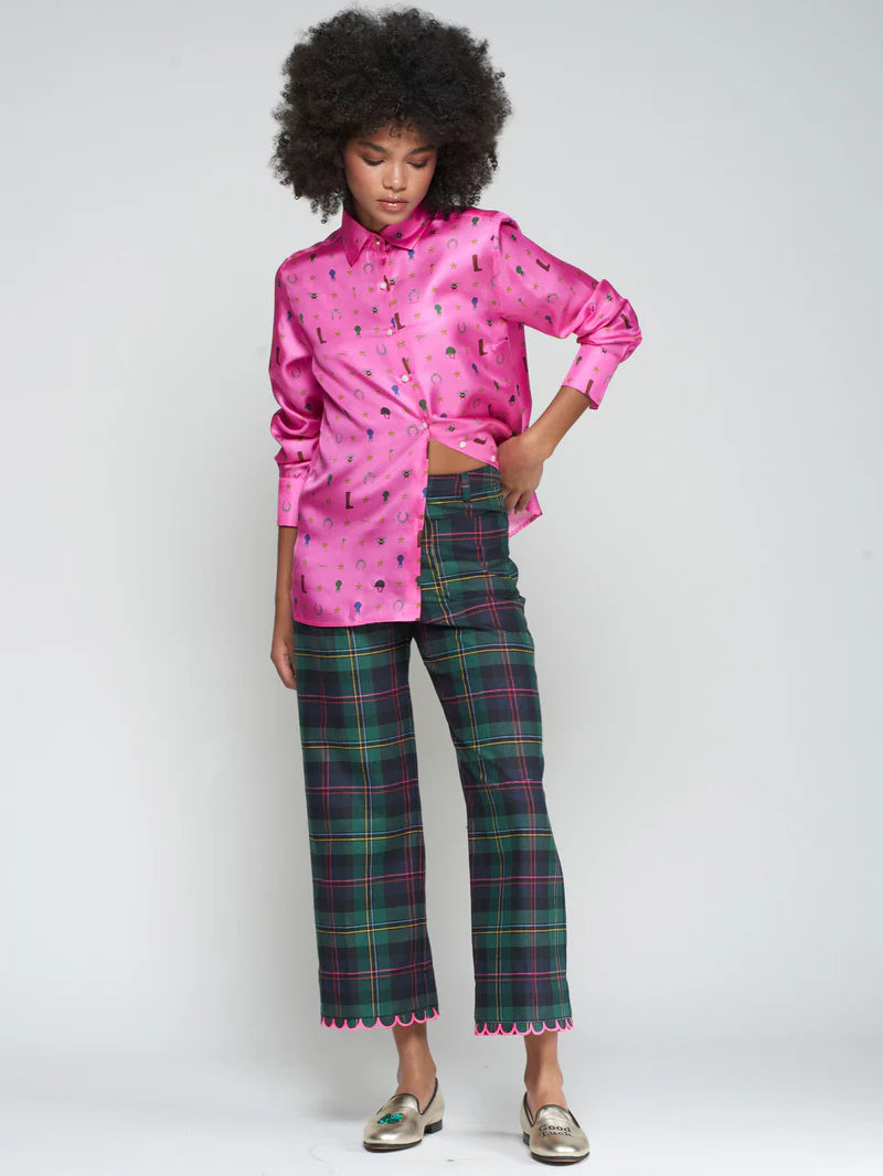 Pantaloni Scozzese con profili Rosa