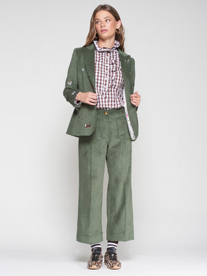 Pantalone in Velluto Verde